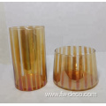 clear amber luster colored glass hurricane candle holder